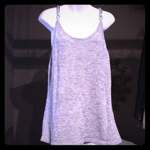 🆕NWT GRAY SLEEVELESS SWEATER W/ CHAINLINK ACCENT
